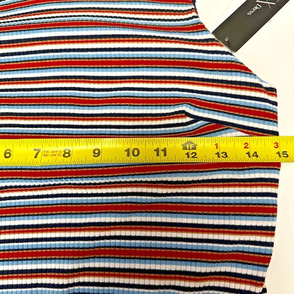 BCX Dress Womens Junior‎ Large Multicolor Striped Asymmetrical Mini Sheath NWT - Picture 8 of 11